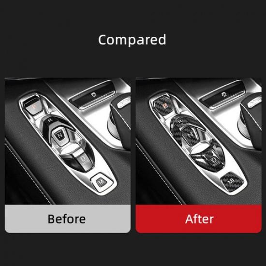 Set Real Carbon Fiber Center Gear Shift Button Cover Sticker For Corvette C8 20+