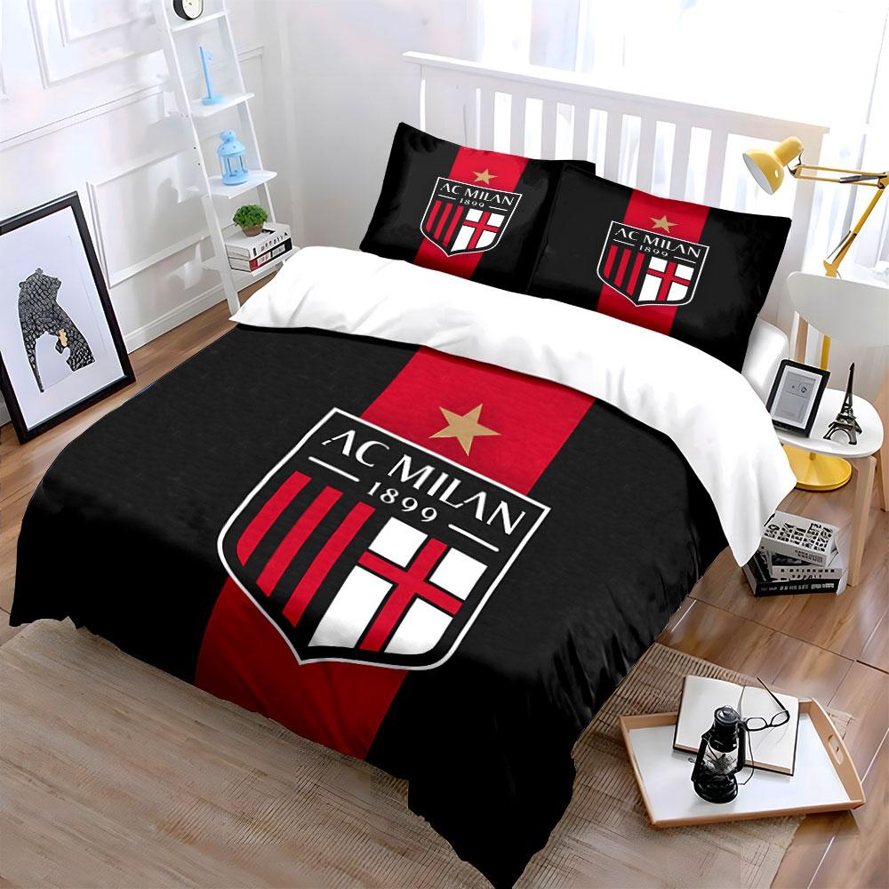 Set Biancheria da Letto Logo AC Milan Set Copripiumino Copripiumino Federe (1 * Copripiumino 2 * Federe, senza piumino)