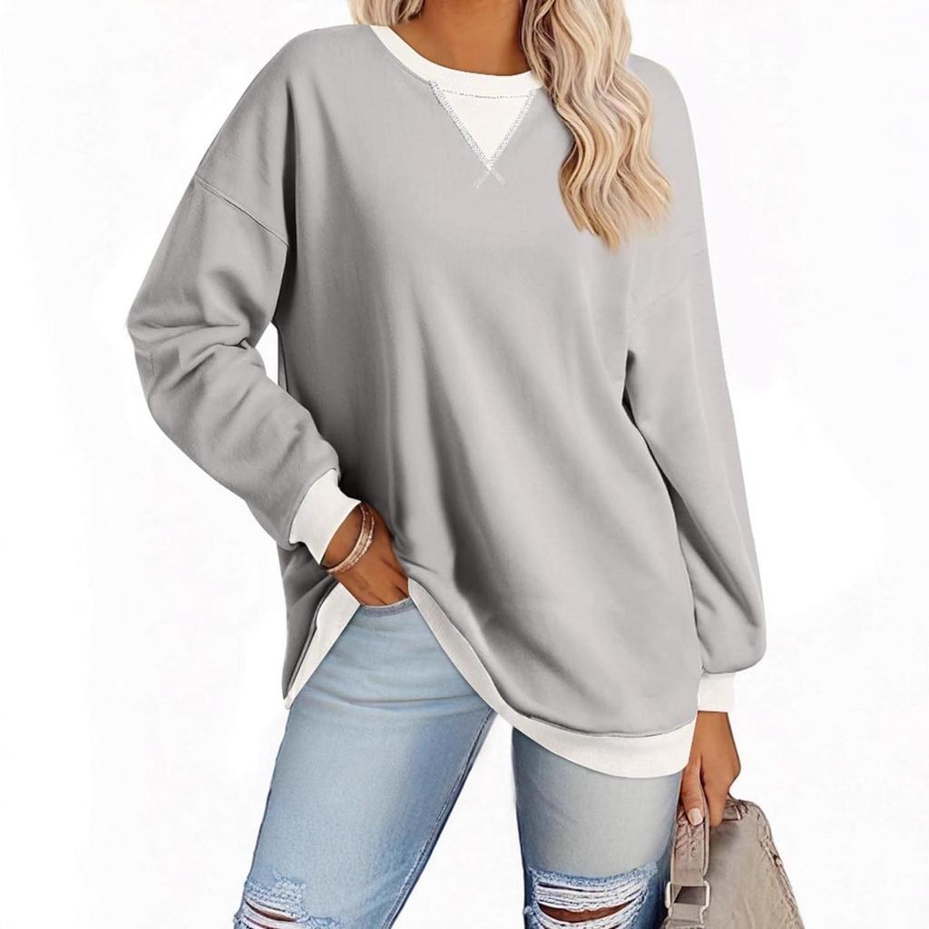 2025 Spring European American Style Color Block Long Sleeve Pullover Hoodie with Embroidered Collar