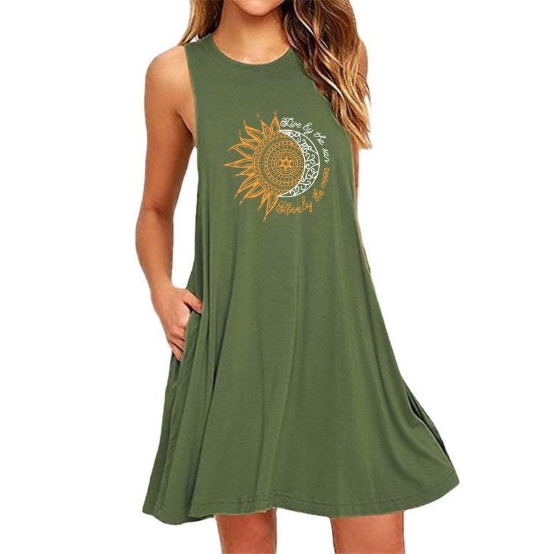 IHUASU Fashion Summer Spring Sleeveless V-Neck Casual Dresses