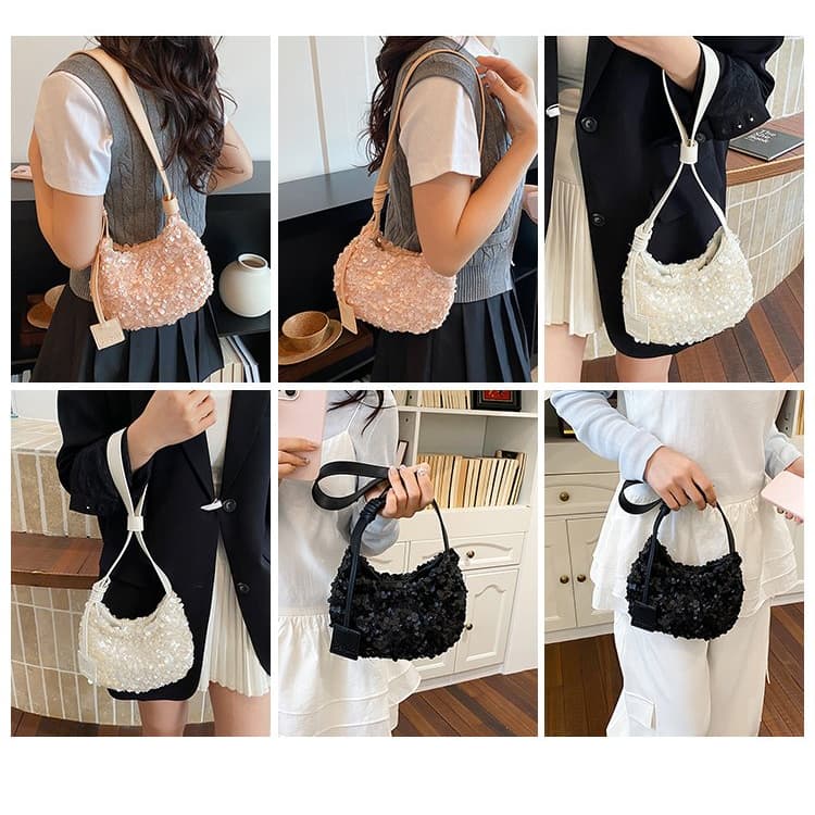 Sequined Crescent Armpit Bag Women's Shoulder Messenger Bag
