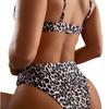 European and American Sexy Leopard Print Bikini Swimsuit Women's Print Backless Tight Split Swimsuit