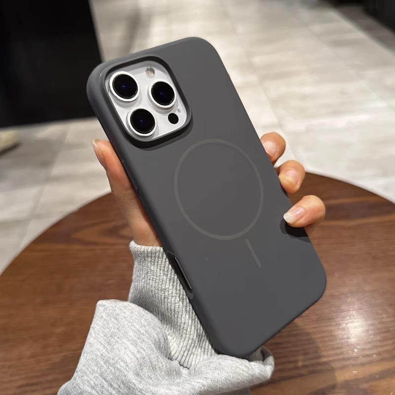 Liquid Silicone Magnetic Suction Suitable for IPhone16PROMAX Mobile Phone Case Apple 15 Strong Magnetic Thin Ring 14 Soft Protective Cover