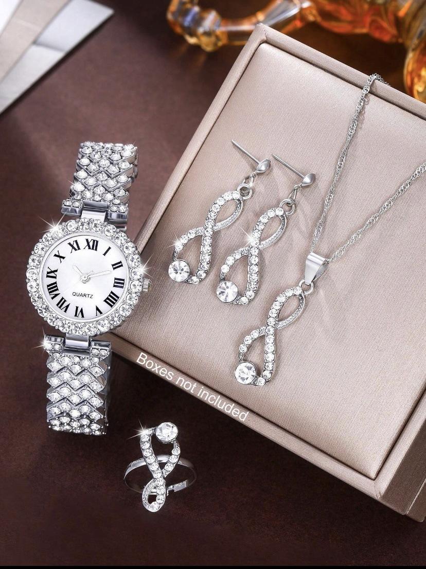 Rhinestone Set Metal Chain Women S Quartz Watch Fashion Diamond-Encrusted Roman Scale Women S Quartz Watch