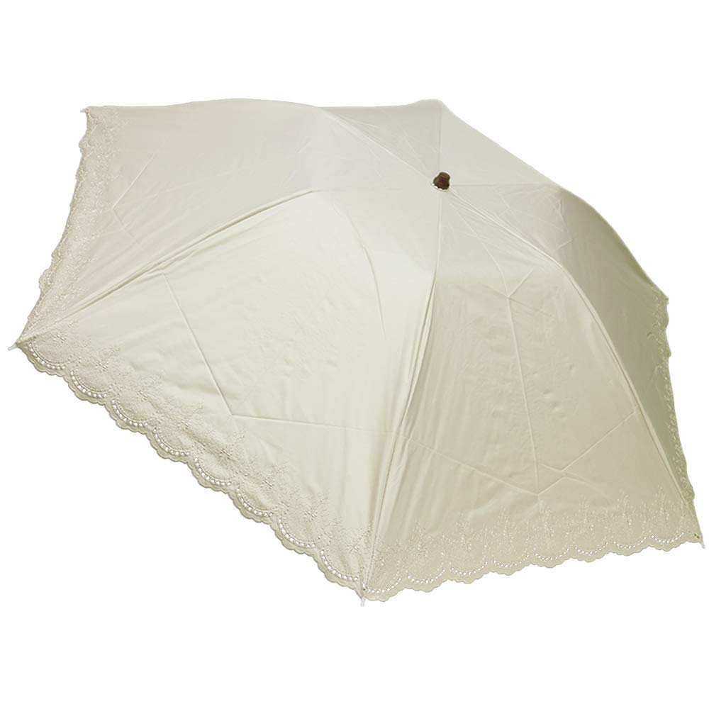 Nouvel Japonais Folding Sun and Rain UV Oriental Embroidery Parasol, Protection, Protection, (Ivory)