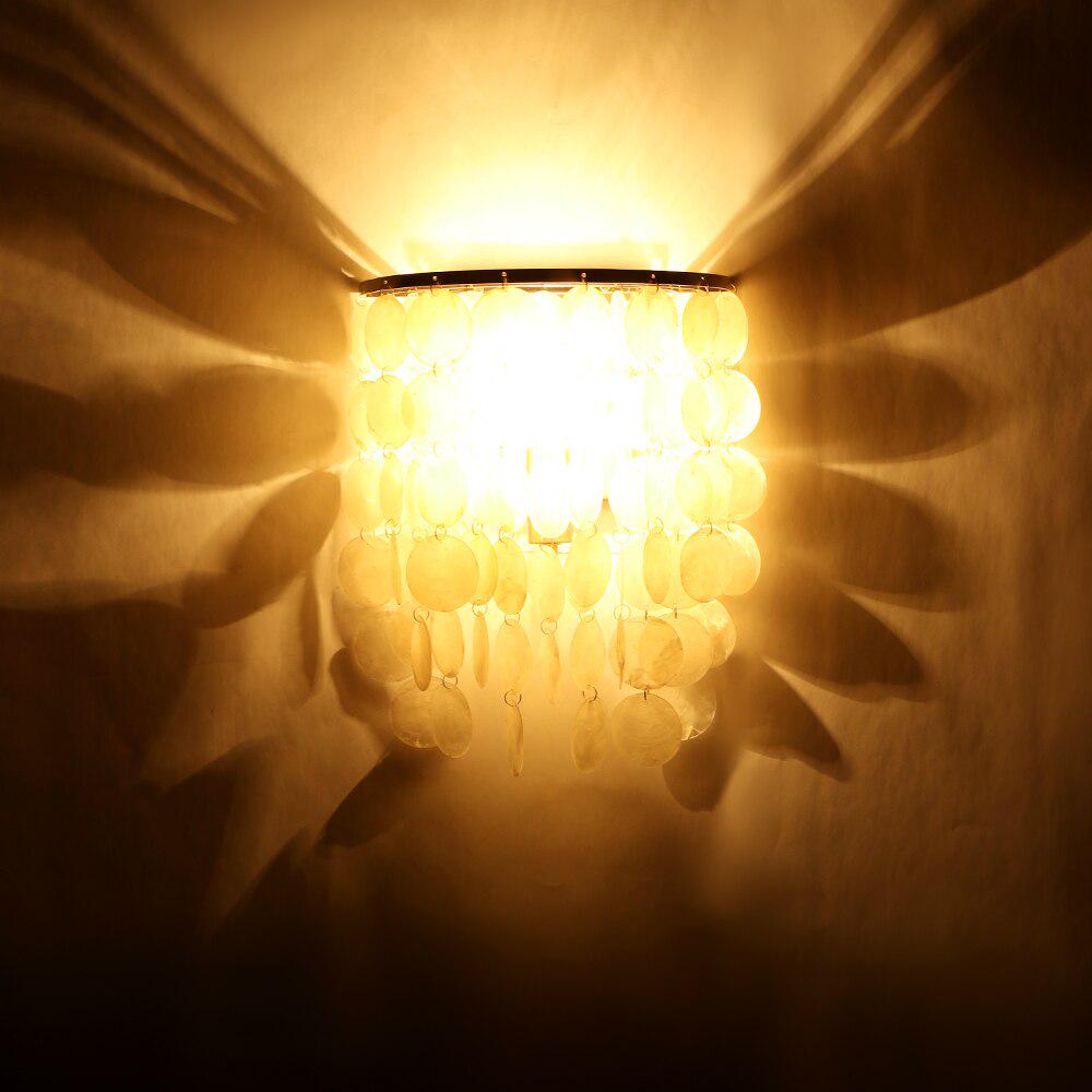 Modern Simple White Natural Shell Loft LED E27 Wall Lights Living Room Bedside Lighting Wall Lamp