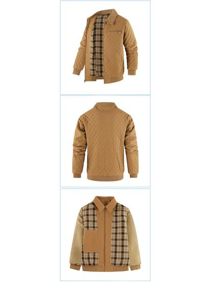 Męska pikowana kurtka z bawełnianego płótna, rozmiar amerykański, pogrubiona ciepłym flanelą