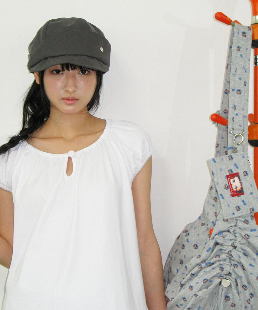 Ronron Button Puff Shirring Dress White