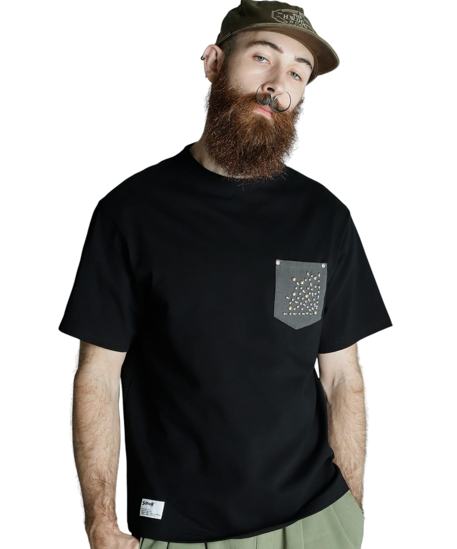 

Schott STUDS T-SHIRT SPIDER Studded T-Shirt, Men s, Size M, 010, Black, 782-5134011