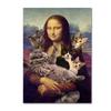Funny Mona Lisa Art Poster Mona Lisa and Cats Canvas Painting Retro Wall Art Pictures for Living Room Home Decorarion (No Frame)
