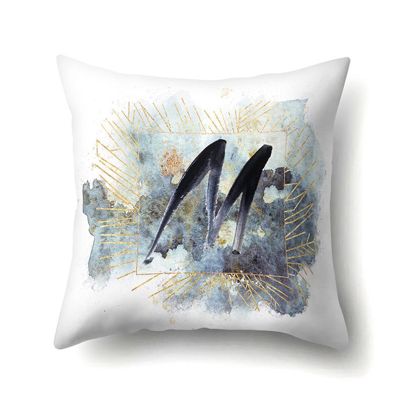 Polyester Pillowcase Home Car Decoration Printing Pillowcase 26 English Letters Sofa Cushion Cover