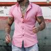 Camicia Casual da Uomo Semplice Estiva a Maniche Corte Colore Unico Giovanile Trendy Sportiva Stile Sottile