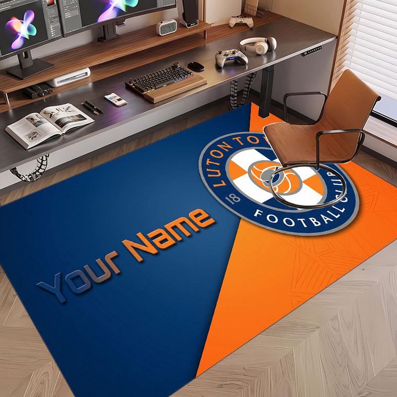 Custom Rug Luton Town Pattern Print Name Text Soft Non‑Slip Floor Carpet for Home Indoor Decoration