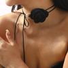 Sweet Fabric Colorful Flower Neck Chain Female Ins Wind Bow Rope Necklace Collarbone Chain Choker