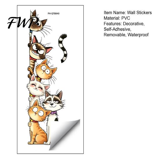 Cartoon Cat or Dog Wall Art Cute Cats/Dogs Stickers, Waterproof PVC Decals, Peel And Nursery Room Decorations Stick Decorative Murals for Bedroom