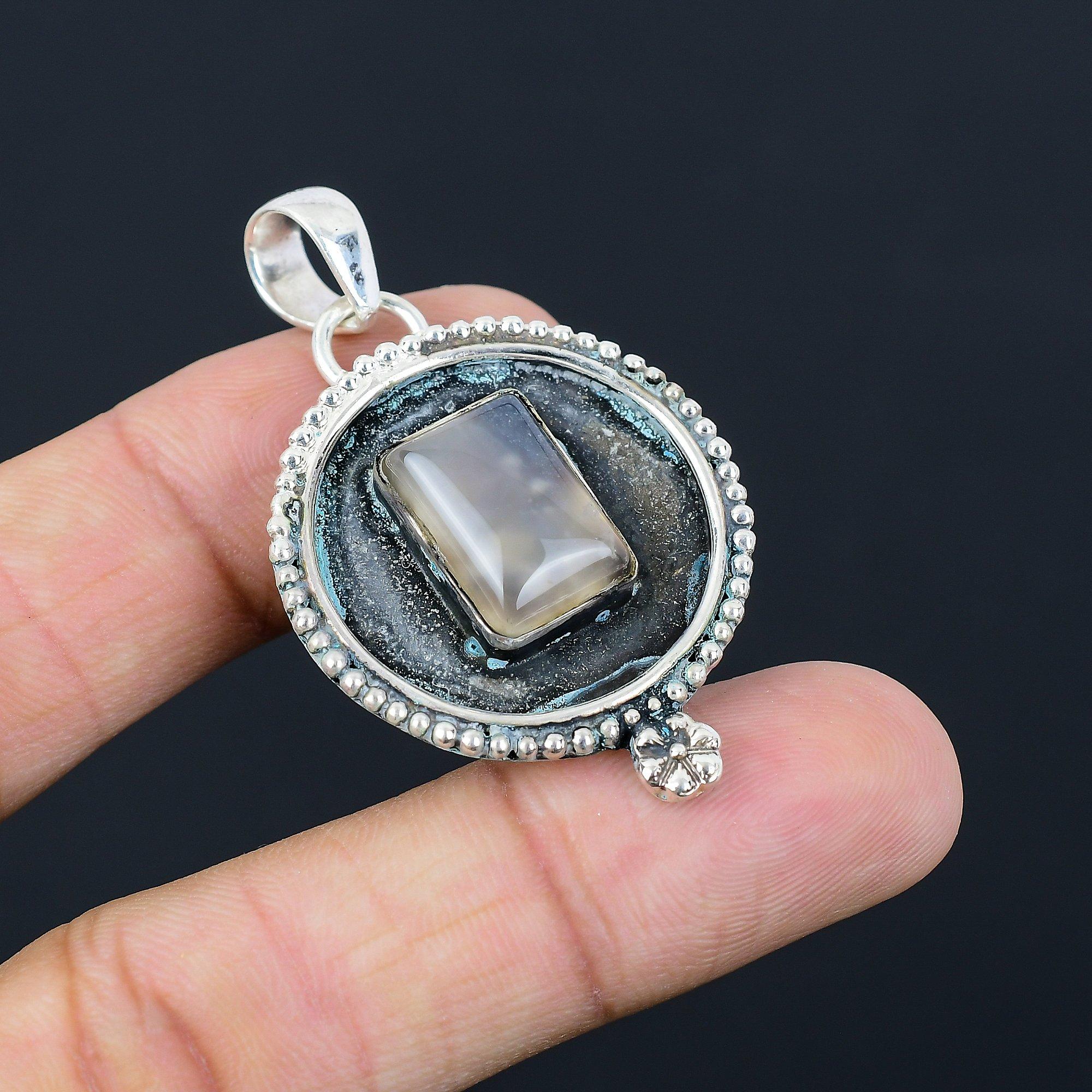 Womens day Deal 925 Sterling Silver Montana Agate Stone Birthday Pendant Jewelry