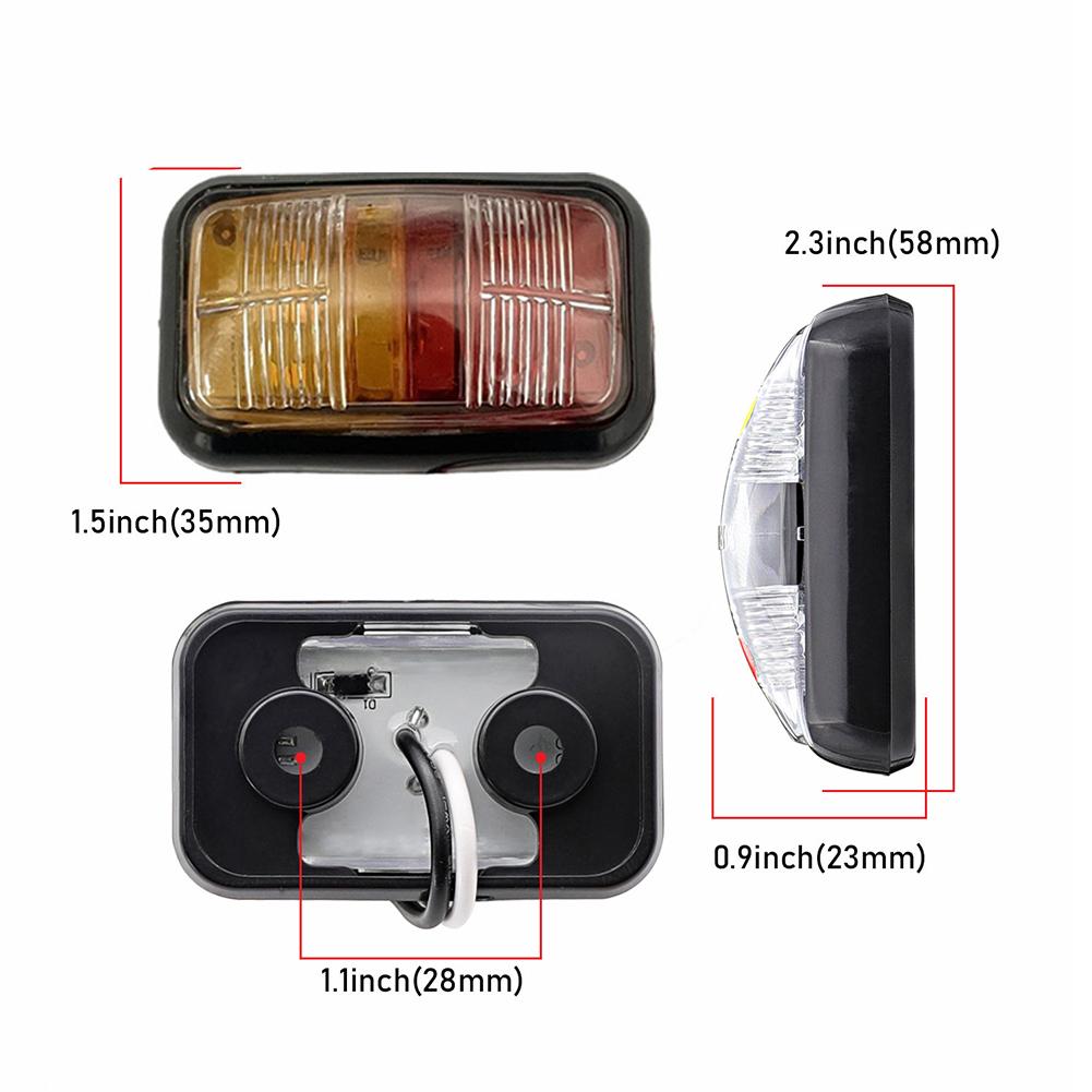 12-24V Car LED Side Marker Lights Square Lights Warning Tail Light Red Yellow Auto Trailer Truck Lorry Clearance Lamps
