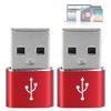 2PCS Aluminium Alloy TypeC to USB Adapter for Charging Synchronization Data Transmission(Red )
