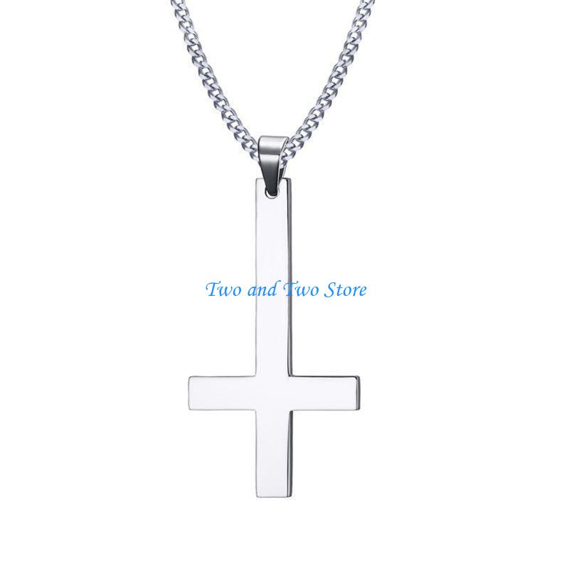 HX6F Fashion Stainless Steel for Cross Christian Pendant Necklace Jewelry for Men Wom