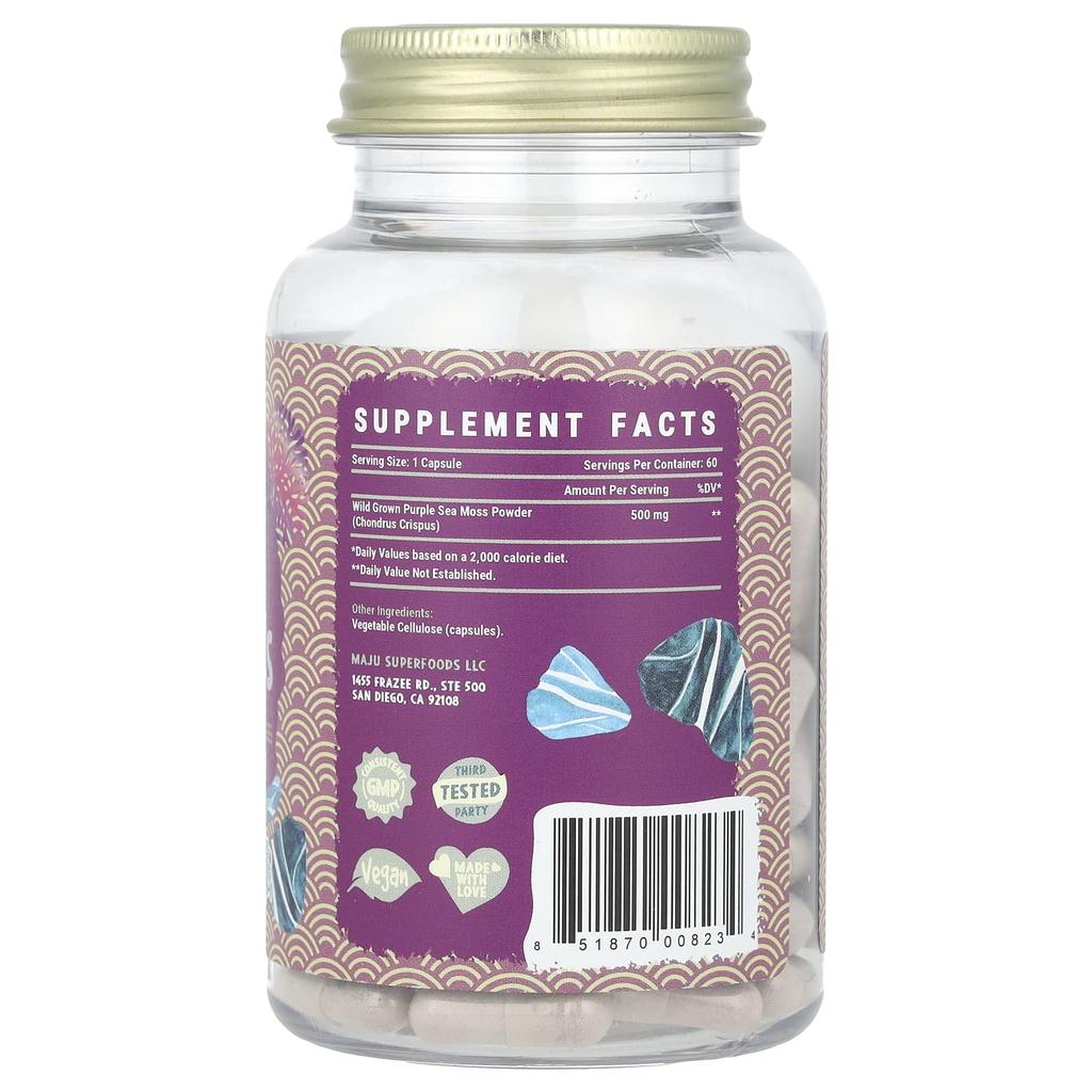 Purple Sea Moss, 60 Capsules (500Mg per Capsule)