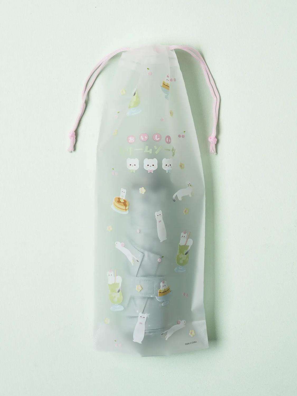 Daiso Cream Soda Sweet Umbrella String Pouch 3 Pack Pattern