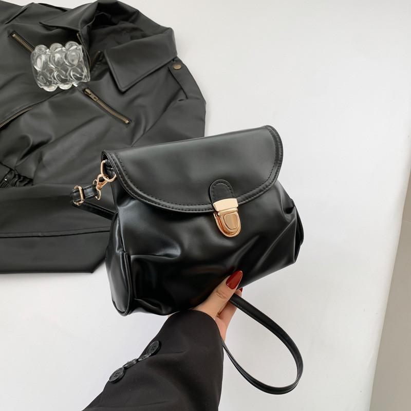 Trendy 2024 Spring Vintage Style Pu Material Small Shoulder Bag With Unique Underarm Design чёрный