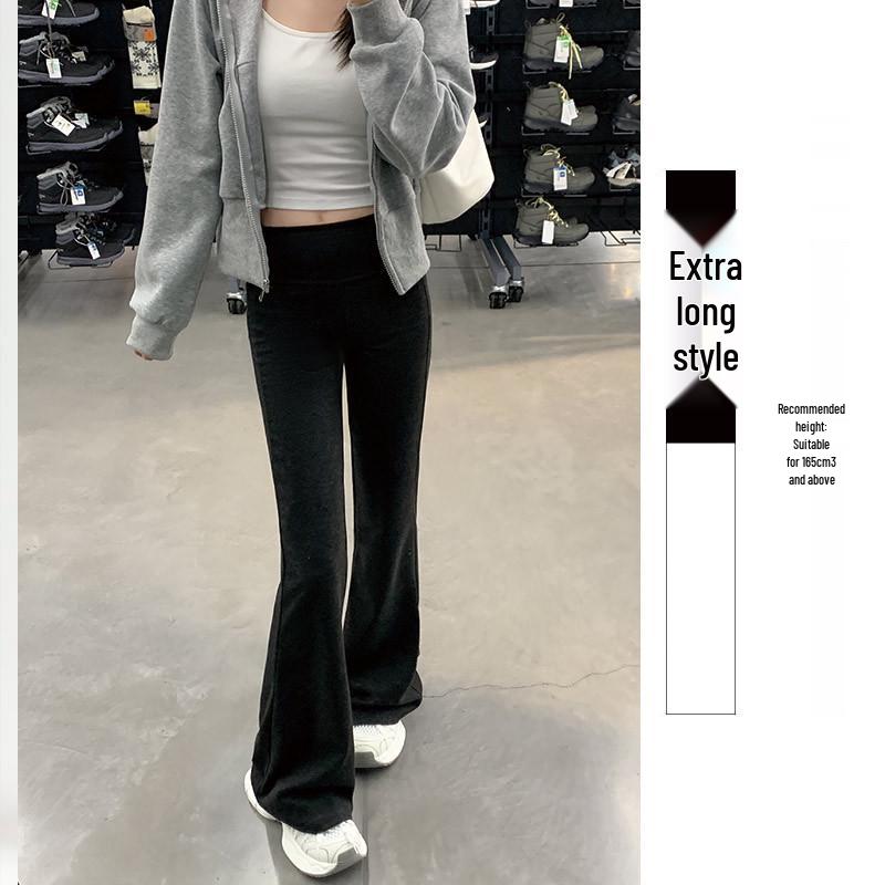 

Women s Dark Blue Velvet High Waist Micro-Flare Bell Bottom Sportswear Pants for Autumn/Winter 2025 XL (125-140 lbs)