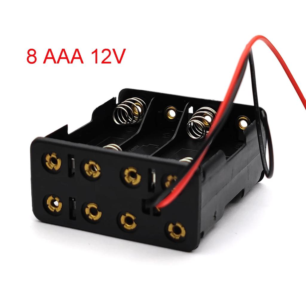 4x 6x 8x AAA Battery Box Case Holder with Wire Leads Side By Side Battery Box Connecting Solder for 4-8pcs AAA Batteries