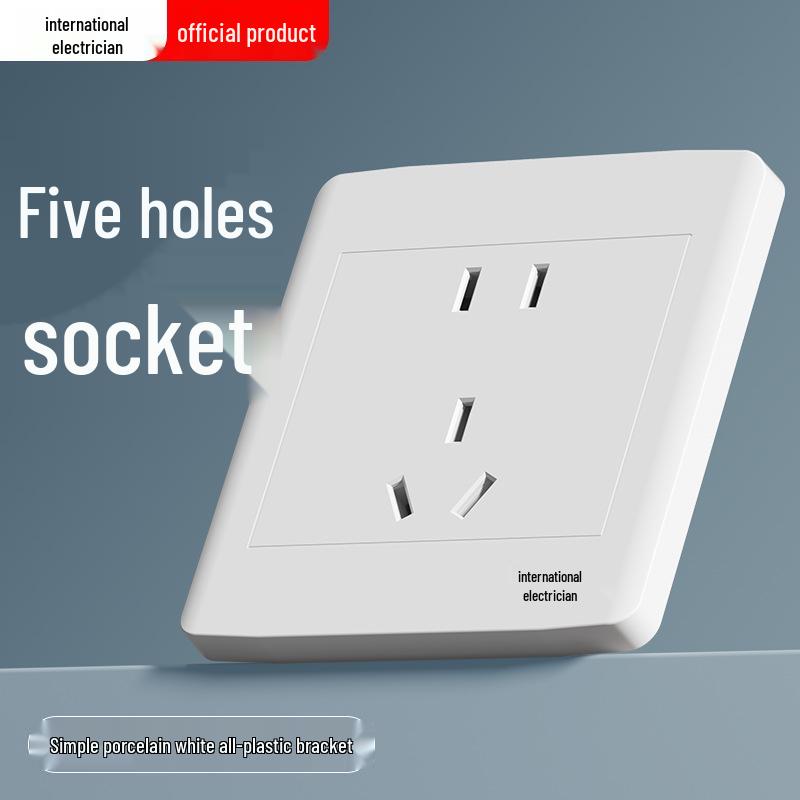 Gold 86 Typ Elektrische Nachttischlampe Wandschalterpanel mit Einzel-/Doppelsteuerung und Fünflochsteckdose