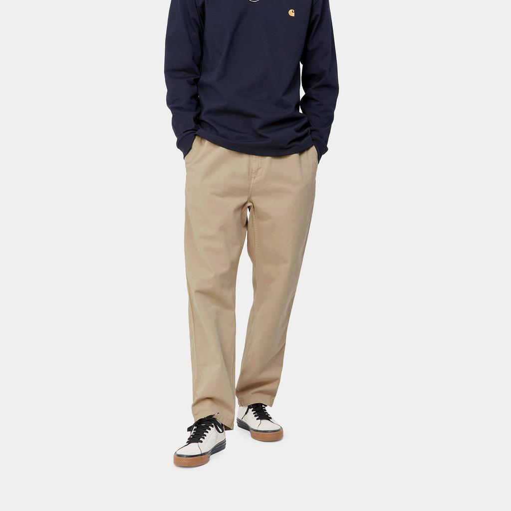 Carhartt WIP High Waist Solid Color Straight Leg Pants Classic Logo Tag Wide Work Pants Men bottoms I029919-G1-GD