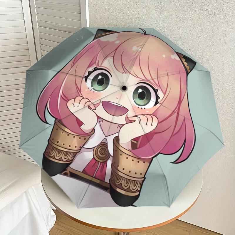 1PC Cat-eared Chibi Pattern Small Travel Compact Windproof Umbrella, Automatic Folding Umbrella, Automatic Open/Close ,Gift-65