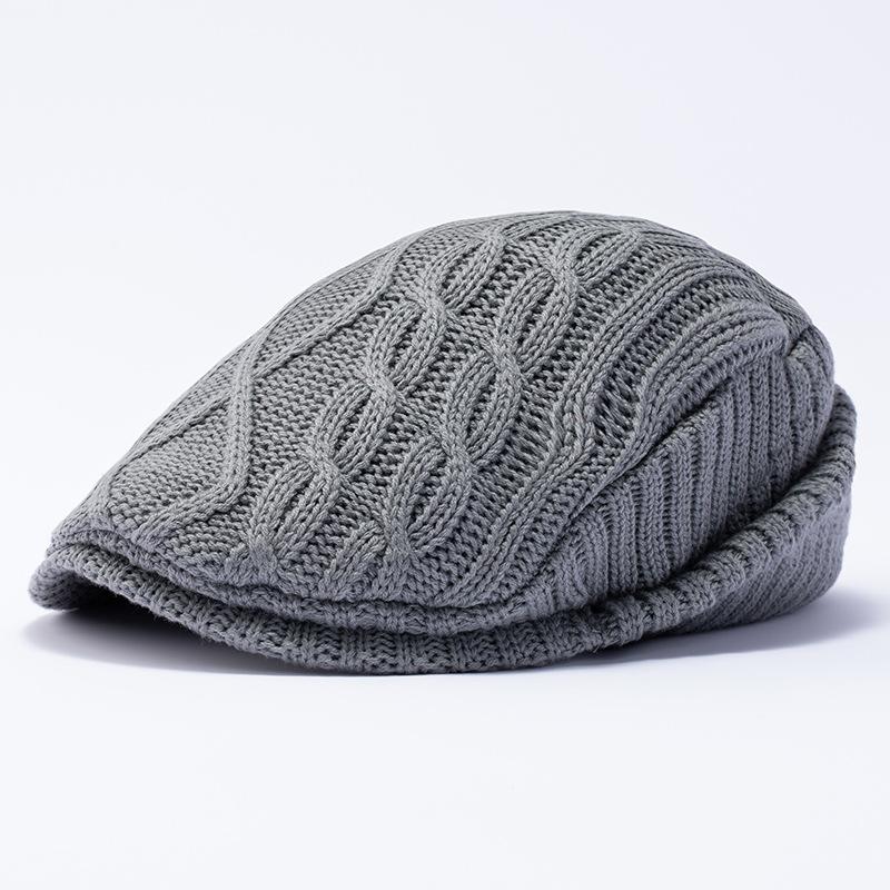 Big Size Autumn Winter Warm Plush Knitted Berets Big Head Retro Versatile Newsboy Caps Women Men Ear Protection Visor Flat Cap