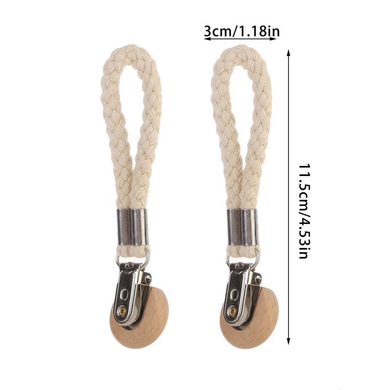 

2pcs Bathroom Robe Coat Towel Clips Braided Multipurpose Cloth Hanger Cotton Loop Towel Clip Metal Clamp Kitchen Organizer Acces
