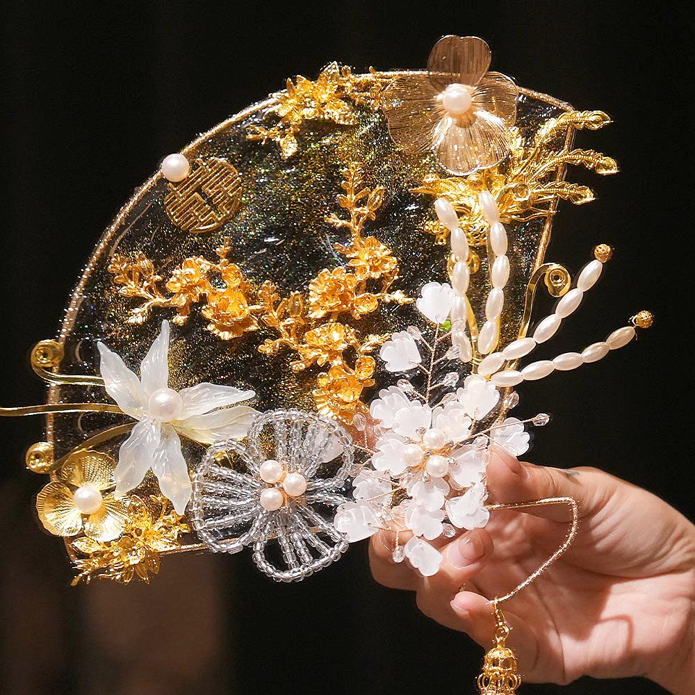 Original Handmade Red Xiuhe Wedding Fan for Bride - Ancient Style Bridal Accessory.