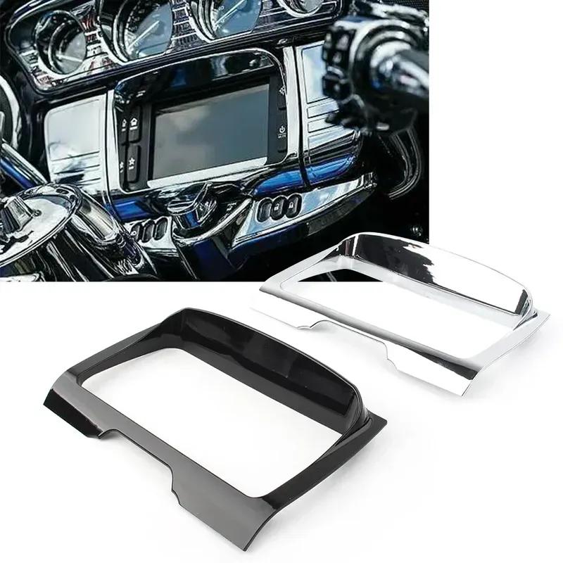 For Harley Vivid Black Radio Trim Bezel Center Stereo Accent Cover Trim Frame 2014- Electra Glides/Street & Tri Glides