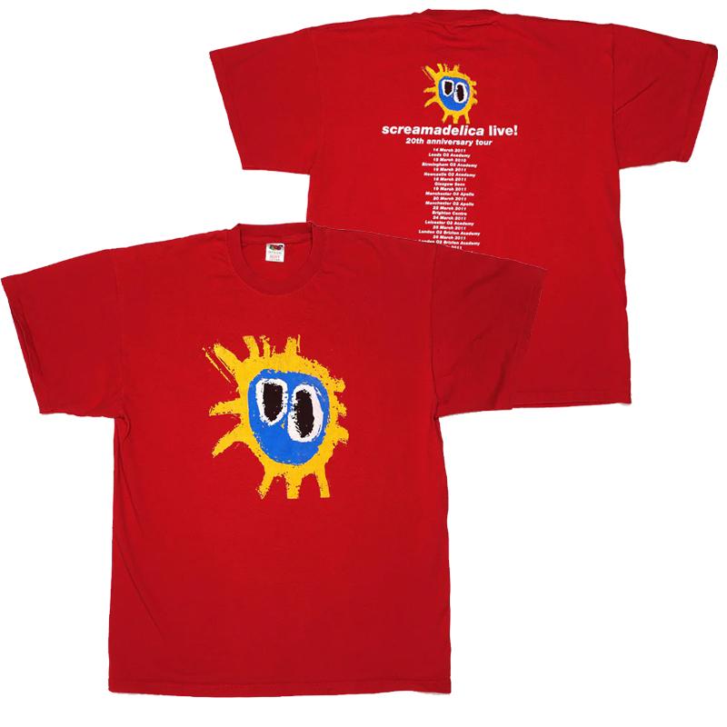 1984 British Acid Rock Primal Scream Original Call Band American Casual Red Short Sleeve T-Shirt Uninhibited Streets Literary