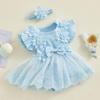Neugeborenen Baby Mädchen Strampler Kleid Mesh Baby Mädchen Kleidung Spitze Patchwork Rüschen Overalls 2pc Outfits Sunsuit Baby Kleidung