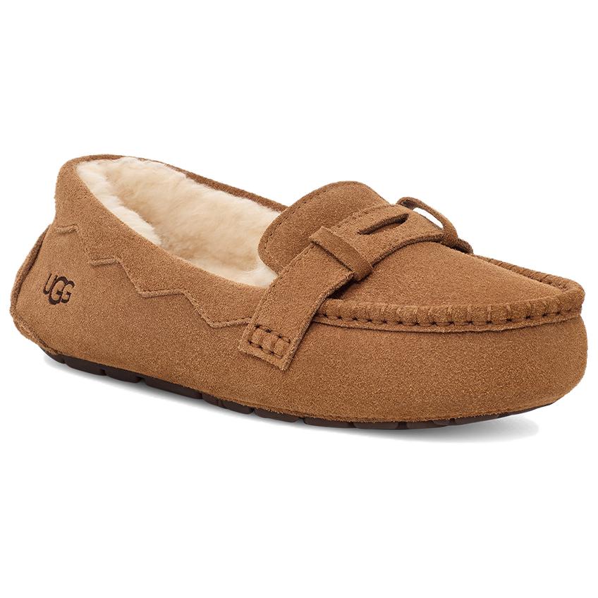 UGG Cow Split Leather Casual Shoes Women's Chestnut 1166891-CHE