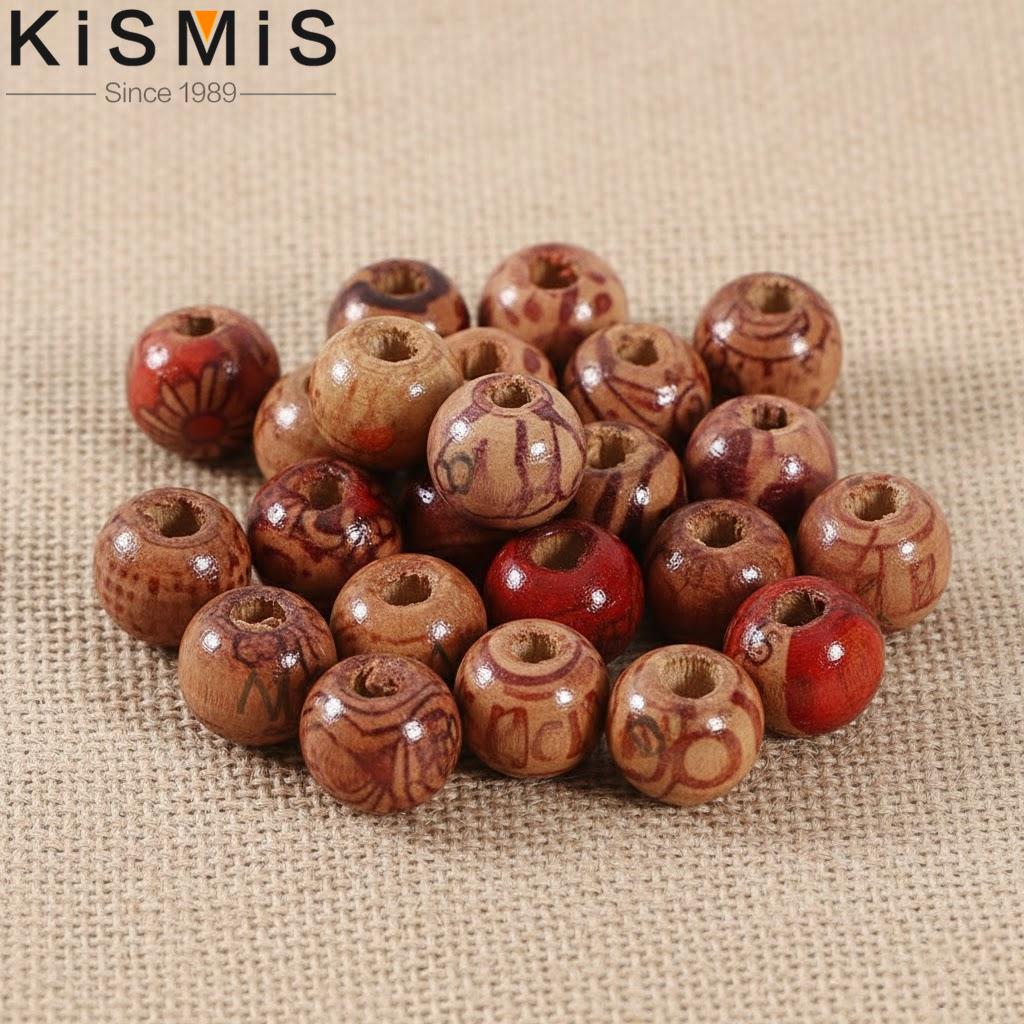 Painted Mixed Wood Beads for Jewelry Making and Hair Accessories 100Pcs/Pack 1Pack Optional