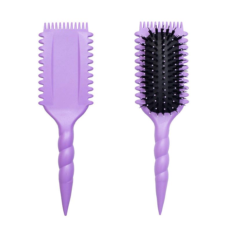 Wheat Straw Volumizing Curling Brush with Air Cushion - Bounce Technology Massage Brush for Wet/Dry Hair, Bathroom & Travel Detangling Styling Tool