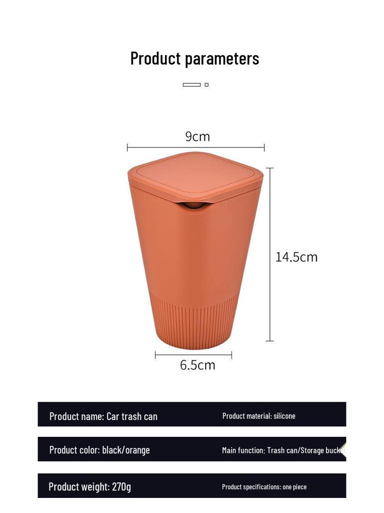 Cubo de Basura de Silicona para Coche - Compacto, Mini Contenedor de Almacenamiento Sellado para Interior de Coche