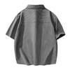 Lapel Shirt Casual Loose Contrast Color Splicing Jacket Short-sleeved Shirt