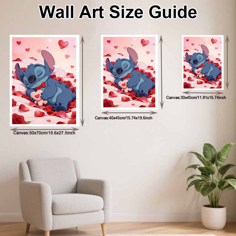 Disney Diamond Painting Kit Unframed Sleeping Stitch Heart Classic Style Home Decor Craft, Perfect Gift Idea