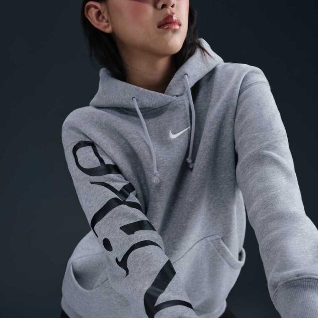 Nike Phnx Flc Os Hdy Logo Loose Warm Hoodie Women hoodies Gray FQ7043-063