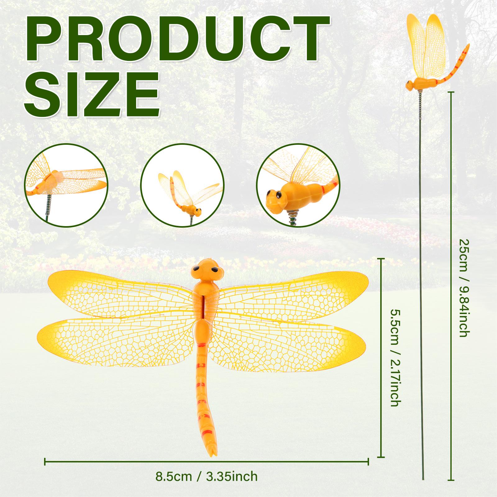 

50 Pcs Garden Dragonfly Stake Plastic Simulation Garden Stake Decoration Creative Dragonfly Ornament for Flowerpot Outdoor Lawn