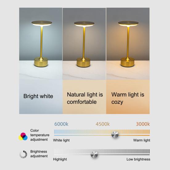 Touch Control LED Lamp Rechargeable Night Light with 3 Color Temperatures Portable Cordless Nightstand Light for Bedside Desk &Restaurant