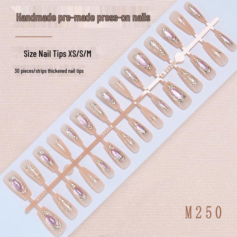 

Gilt Baroque Long-Lasting Dreamy Purple Cat Eye Nail Art - 30 Handmade Pieces