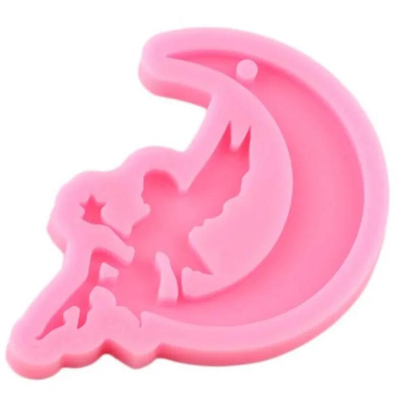 Silicone Angel Fairy Moon Resin Mold - Semi-Circular, Irregular Shape for Jewelry Making, Beaded & Handmade Crafts, Fairy Garden