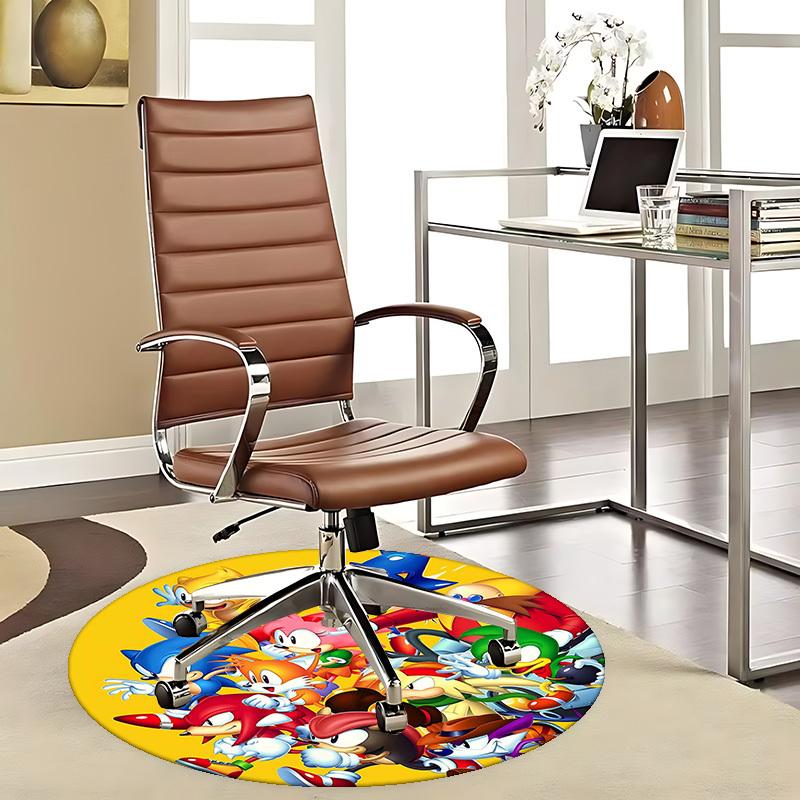 

1pc Sonic the Hedgehog Anime Cartoon Design Round Carpet - Office Chair Mat, Non-Slip Rug for Home Decor, Living Room, Bedroom, Game Room, Dormitory, 80cm by 80cm