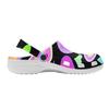 White EVA Clogs with Rainbow Feather Print, Lightweight Slip On Garden Shoes, Breathable Beach Sandals, Indoor Outdoor Slippers for Men Women